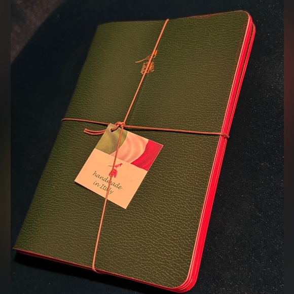 Bieffe Other - Italian Leather Bieffe Set of Three Journals Green with Red leafing Notebooks